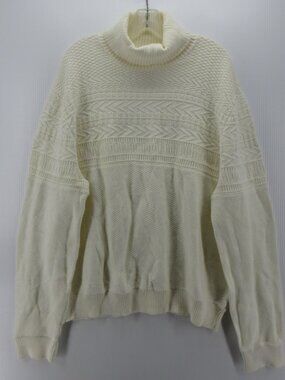 J Peterman Sweater XXL Fisherman Turtleneck Chevron Textured Pullover